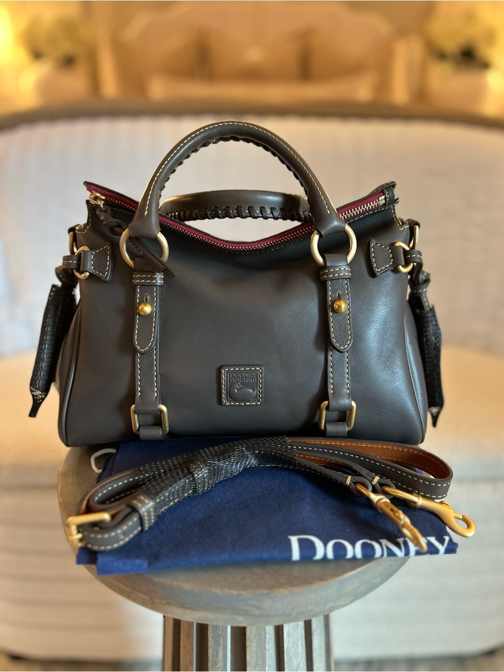 Dooney and Bourke Florentine Mini Satchel in CHARCOAL - Picture 3 of 15